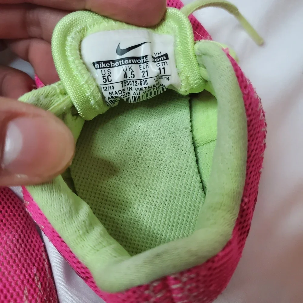 Nike Shoes Toddler Size 5c Flex Athletic Running Sneakers 725072-600 Pink‎ Green